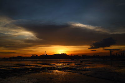 Scenic view of dramatic sky during sunset