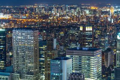 Illuminated cityscape at night