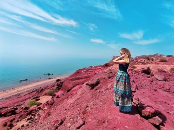 Beautiful red sand in hormozga's beach