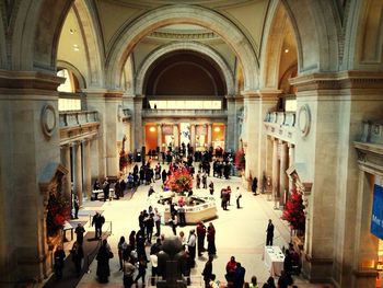 High angle view of people in shopping mall