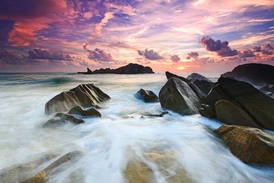 Scenic view of sea against sky during sunset