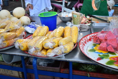 Close-up of food for sale at market stall