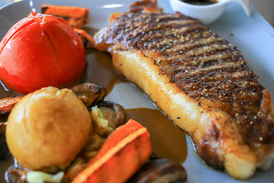 Close-up of seafood on plate