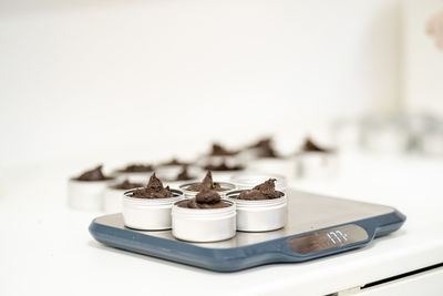 Close-up of ice cream on table