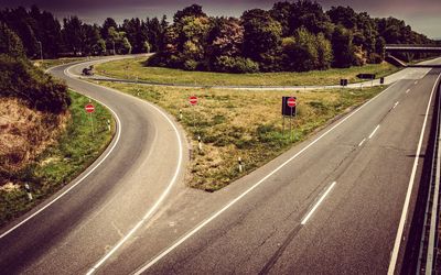 Road passing through country road