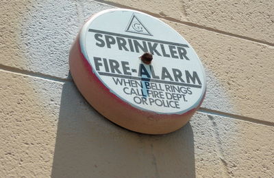 Close-up of information sign