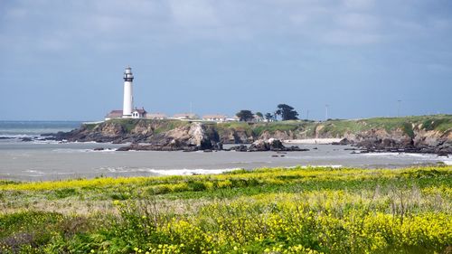 View of lighthouse in sea