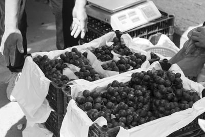 High angle view of fruits for sale at market stall