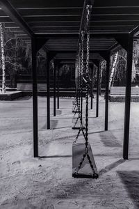 Empty benches in building