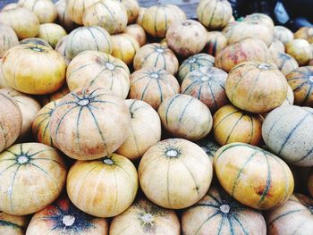 Full frame shot of pumpkins at market