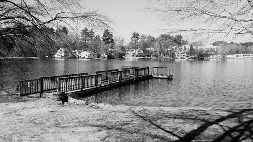 Pier over lake in park