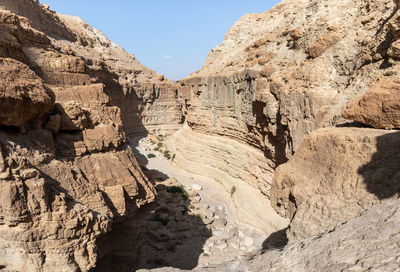 Low angle view of rock formations