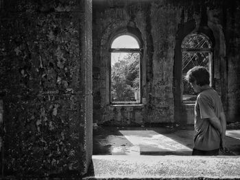 Man walking in temple