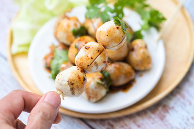 Close-up of food in plate on table