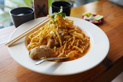 High angle view of meal served in plate