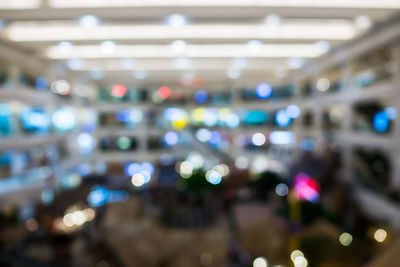 Defocused image of illuminated lights at night