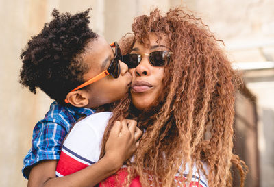 Portrait of couple kissing