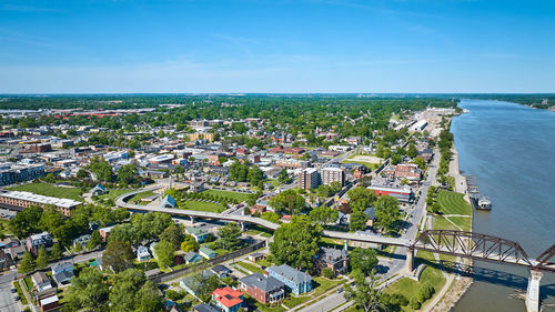 High angle view of townscape against sky