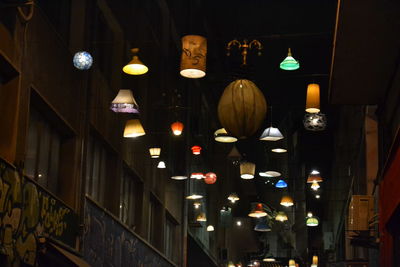 Low angle view of illuminated lanterns