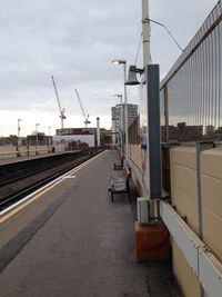 Railroad station against sky