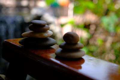 Close-up of stack of pebbles