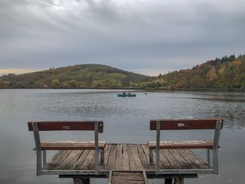 Scenic view of lake against sky