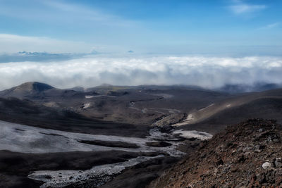 Scenic view of arid landscape against sky