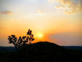 Silhouette trees against sky during sunset