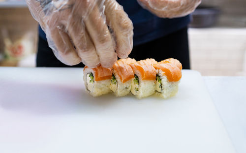 Close-up of sushi on table