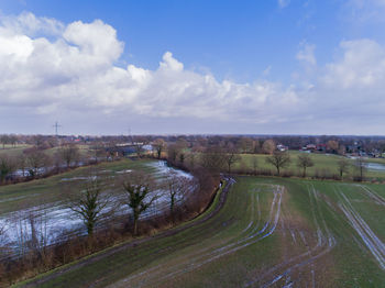 Aerial view of landscape against sky