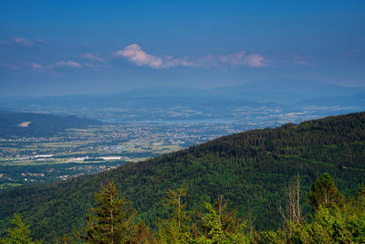 Scenic view of mountains against sky in bielsko biala, south poland