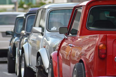 Vintage car in row