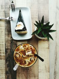 High angle view of food on table