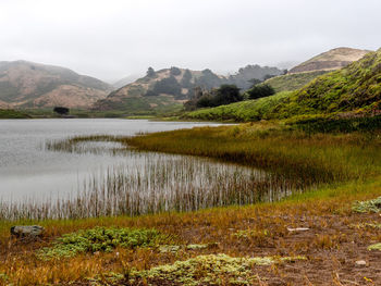 Scenic view of lake against sky