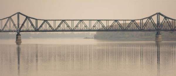 Suspension bridge over river