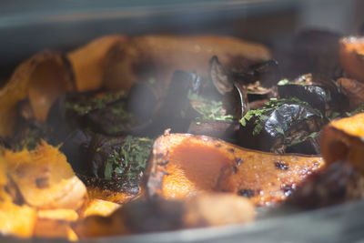 Close-up of served food in plate