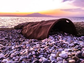 Scenic view of sea during sunset