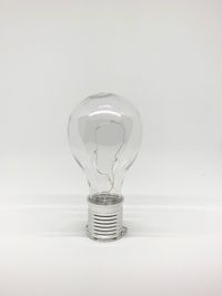 Close-up of light bulb over white background