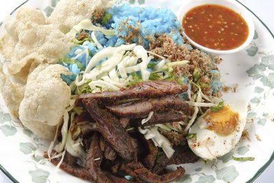 Close-up of meal served in plate