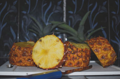 Close-up of fruits on table