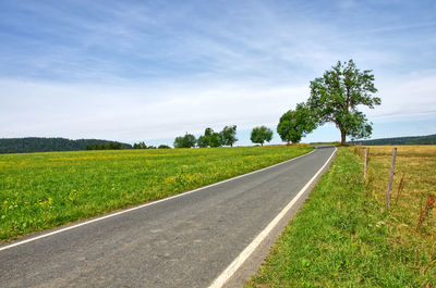 Road passing through field