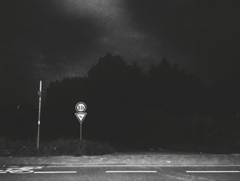 Road sign at night