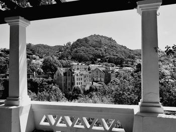 Built structure with mountain in background