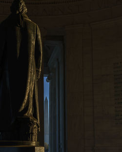 Low angle view of statue in lincoln memorial