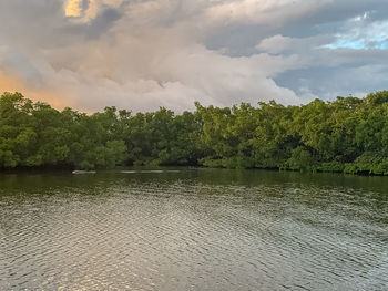 Scenic view of lake against sky