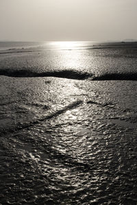 Scenic view of sea against clear sky during sunset