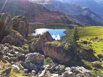 Scenic view of rocky mountains against sky