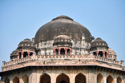 Low angle view of historic building against clear sky