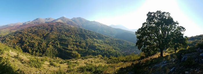 Scenic view of mountains against clear sky