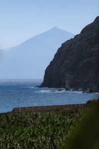 Scenic view of sea against clear sky